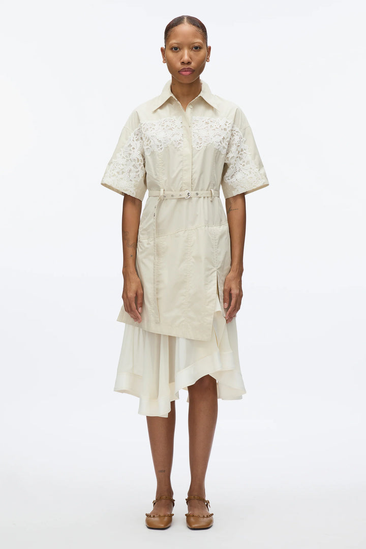 Cascade Hem Combo Shirt Dress