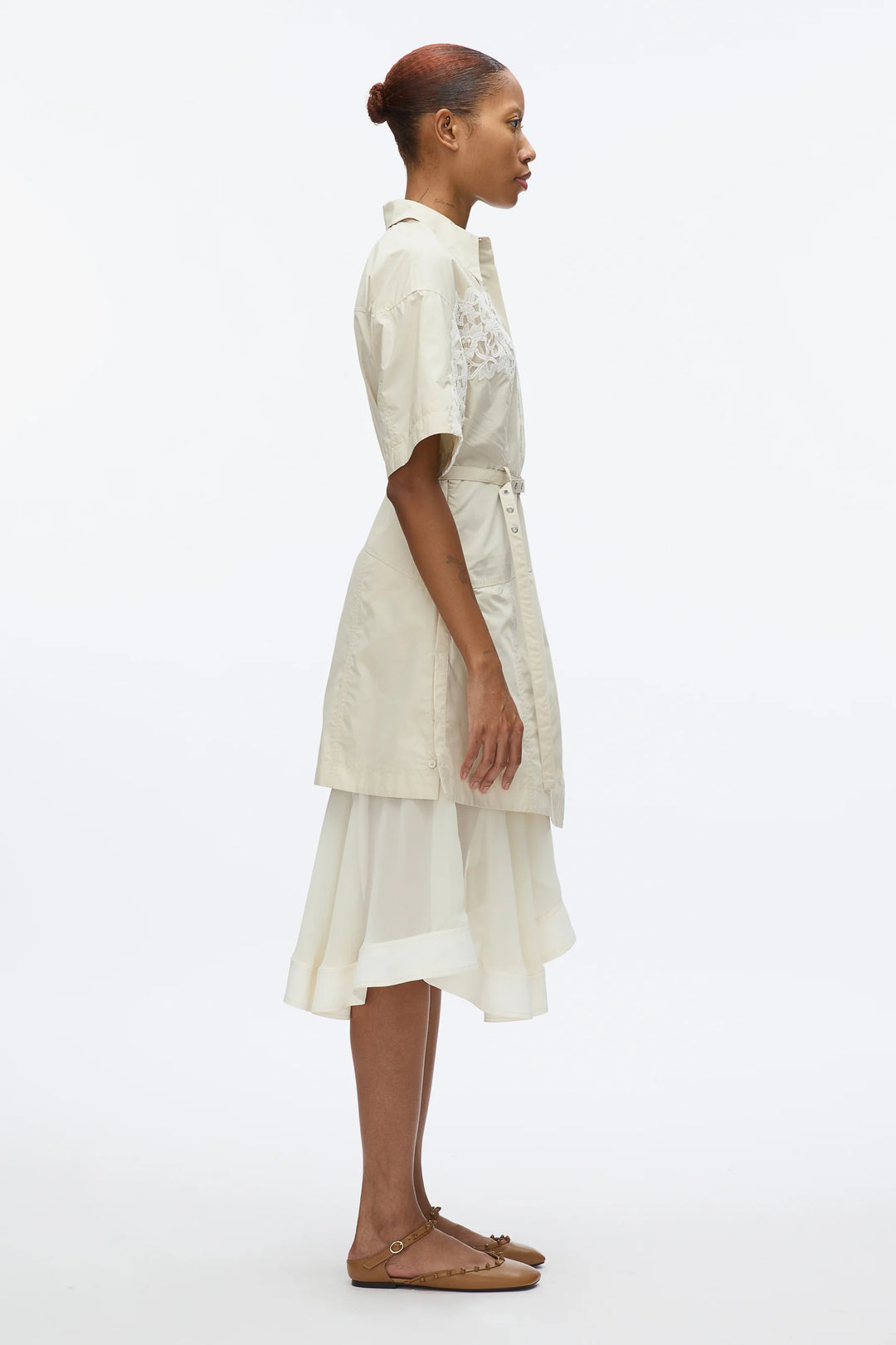 Cascade Hem Combo Shirt Dress