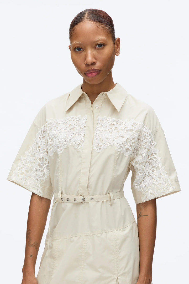 Cascade Hem Combo Shirt Dress