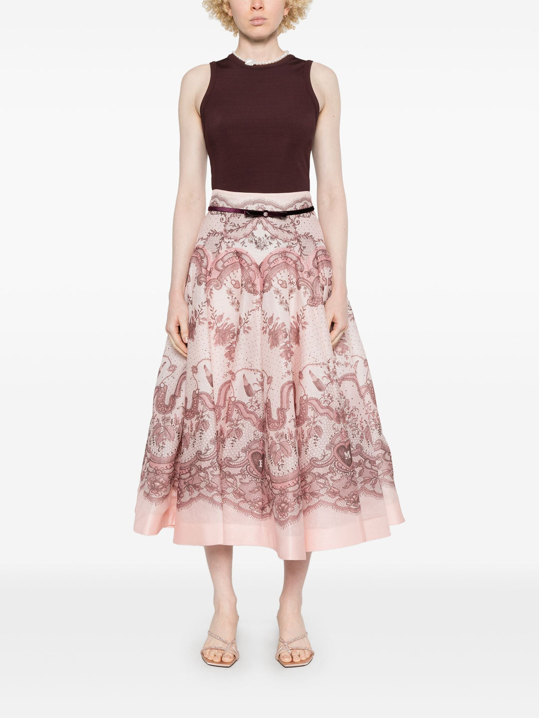 Crush Flared Midi Skirt