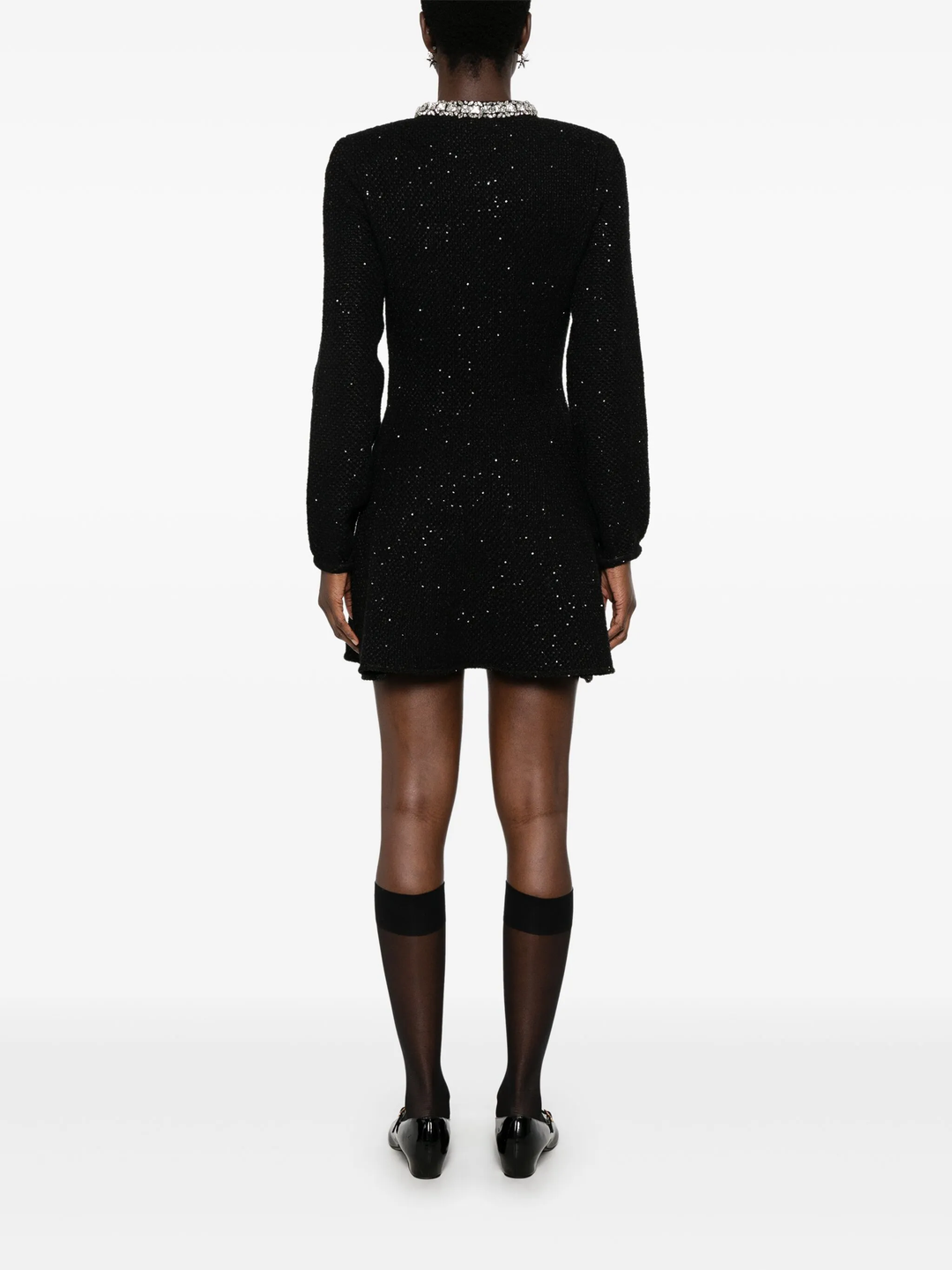 Black Sequin Knit Mini Dress