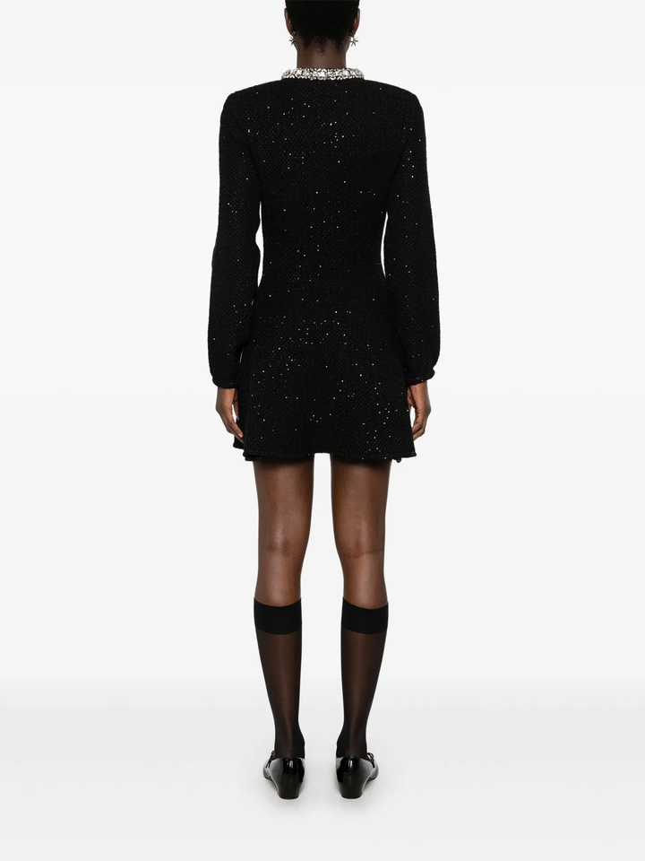 Black Sequin Knit Mini Dress