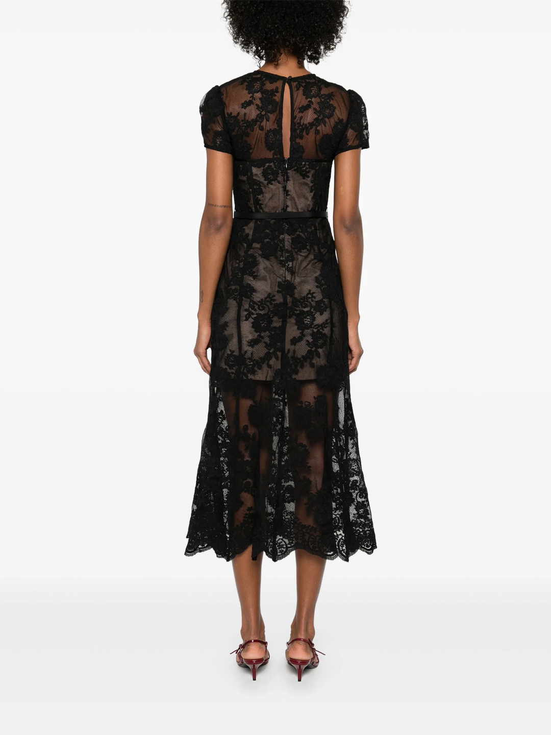 Black Lace Bustier Midi Dress