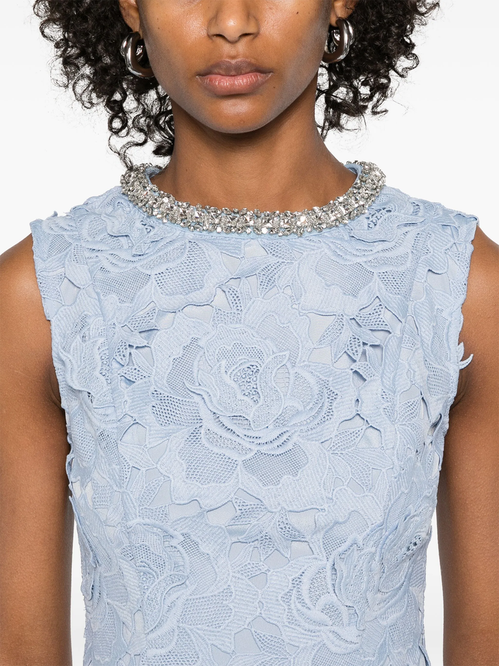 Blue Flower Lace Mini Dress