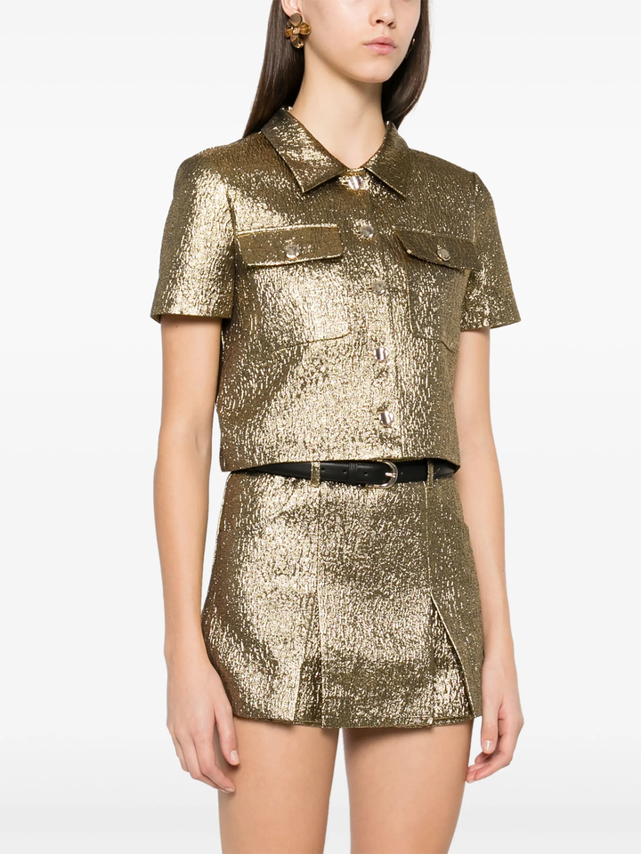 Gold Metallic Jacquard Top