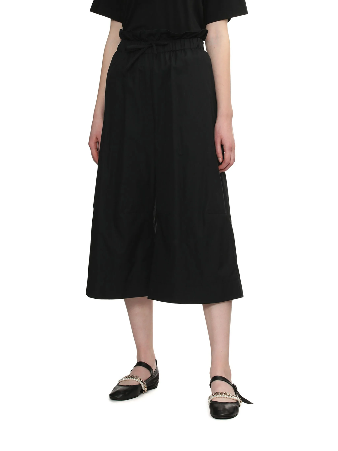 Elasticated Ruffle Waist Cropped Pants