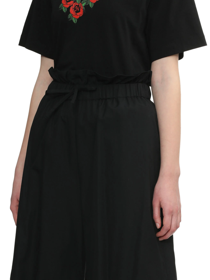 Elasticated Ruffle Waist Cropped Pants