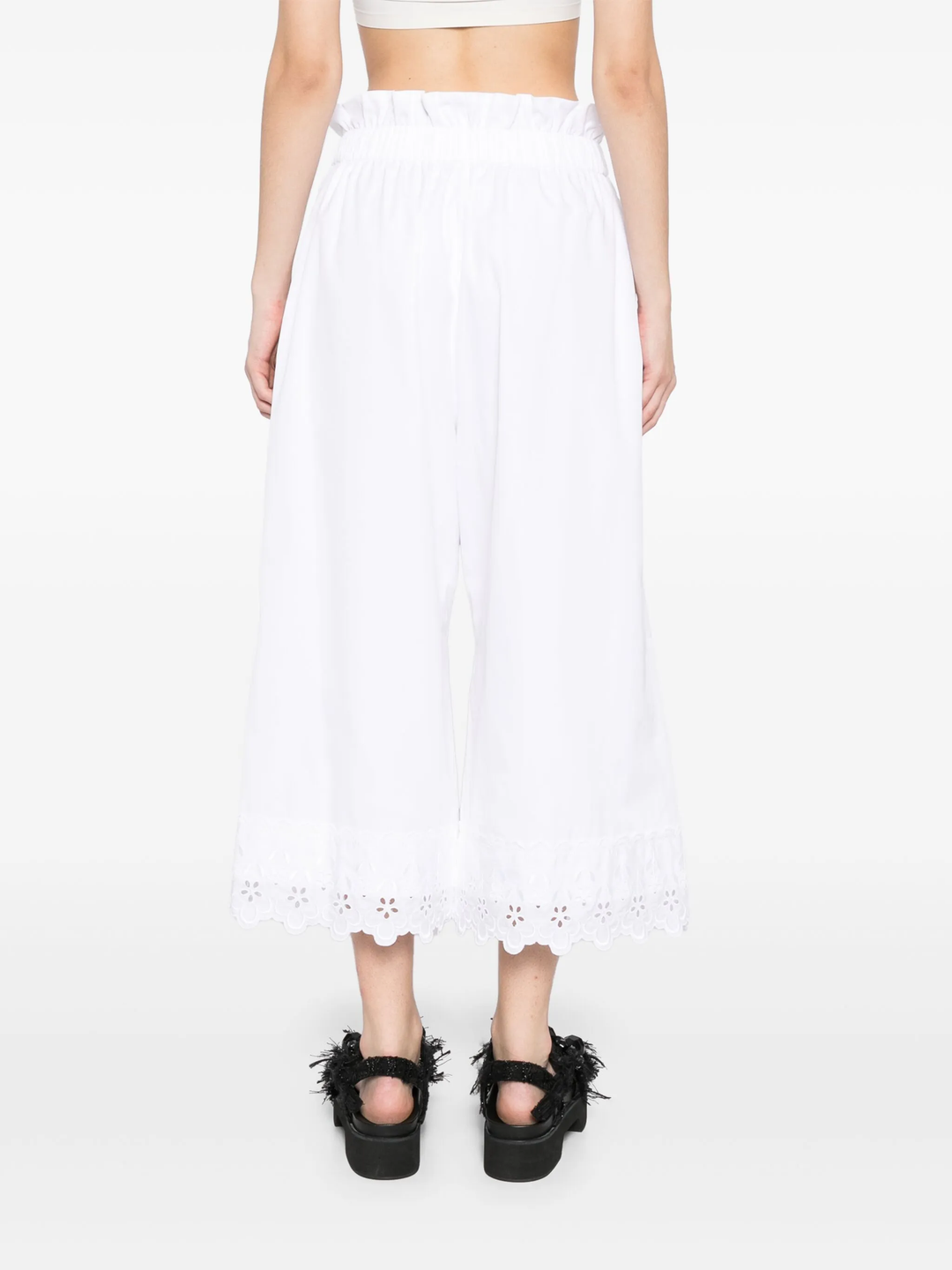 Elasticated Ruffle Waist Cropped Pants