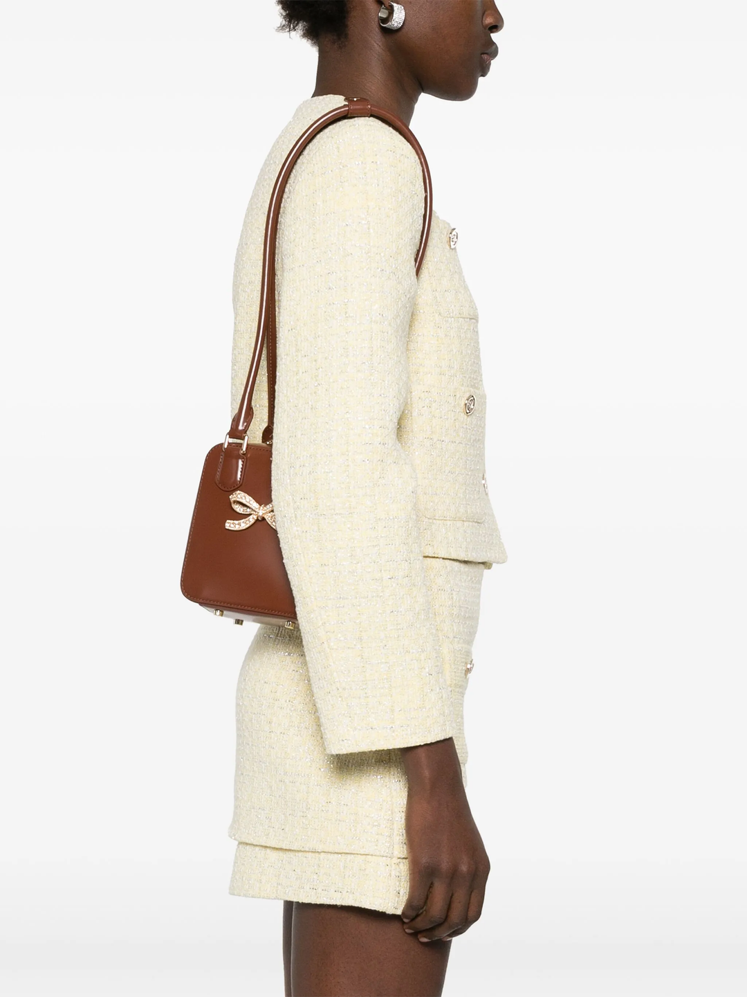 Brown Leather Square Shoulder Bag