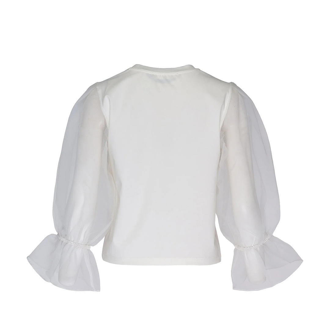 Triacetate Satin Knit Organza Top