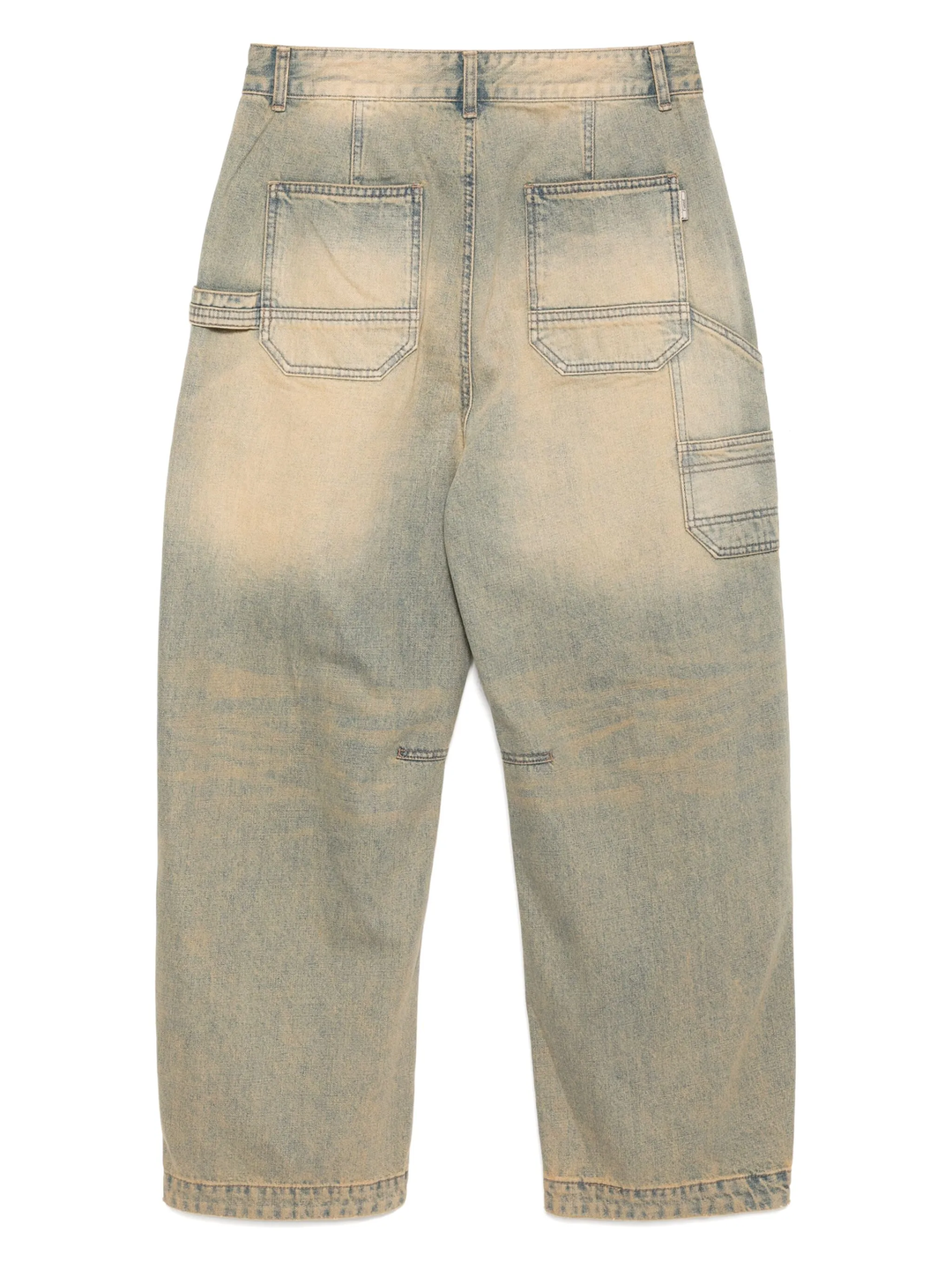 Washed Denim Curved Pants