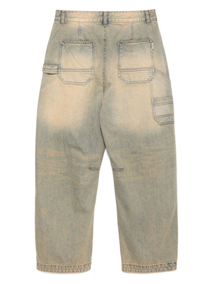 Washed Denim Curved Pants