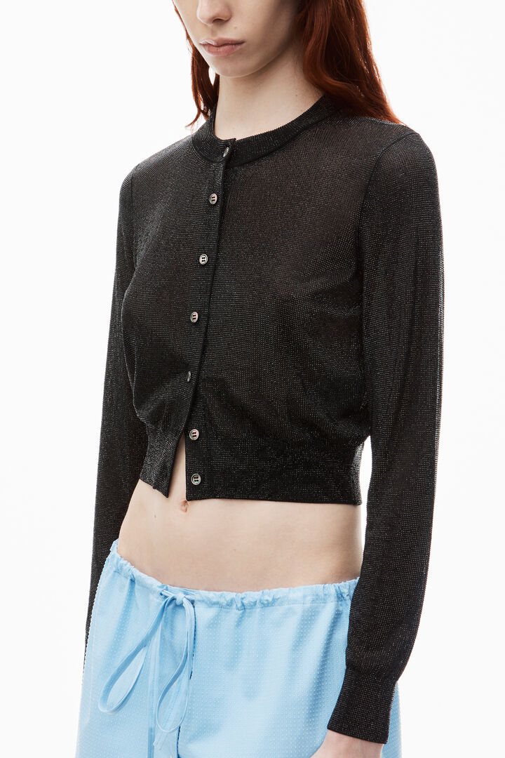 Cropped Cardigan In Clear Bead Hotfix