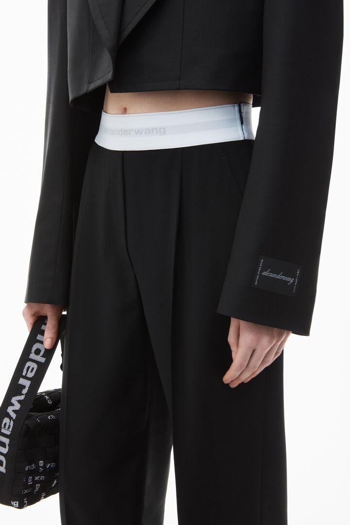High-Waist Pleated Pant With Logo Elastic