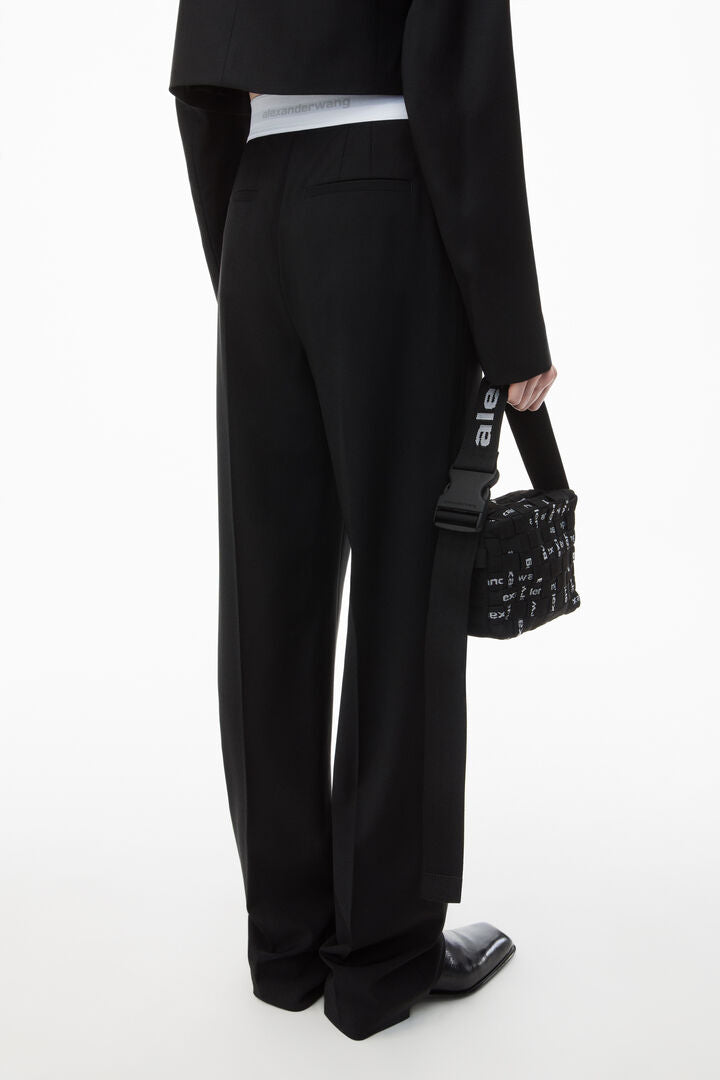 High-Waist Pleated Pant With Logo Elastic