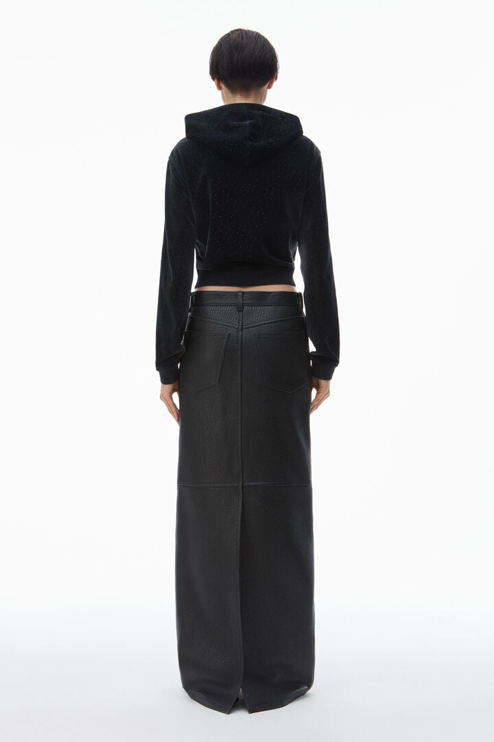 Hoodie With Clear Bead Hotfix In Crushed Velour