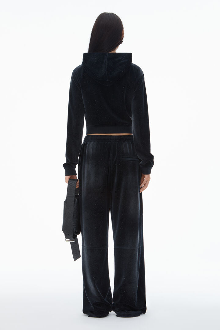 Crushed Velour Clear Bead Sweatpant