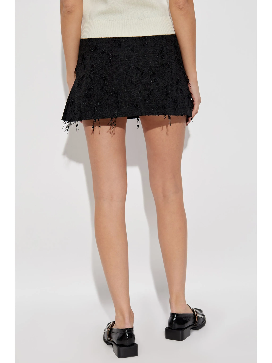 Fringed Tweed Mini Skirt