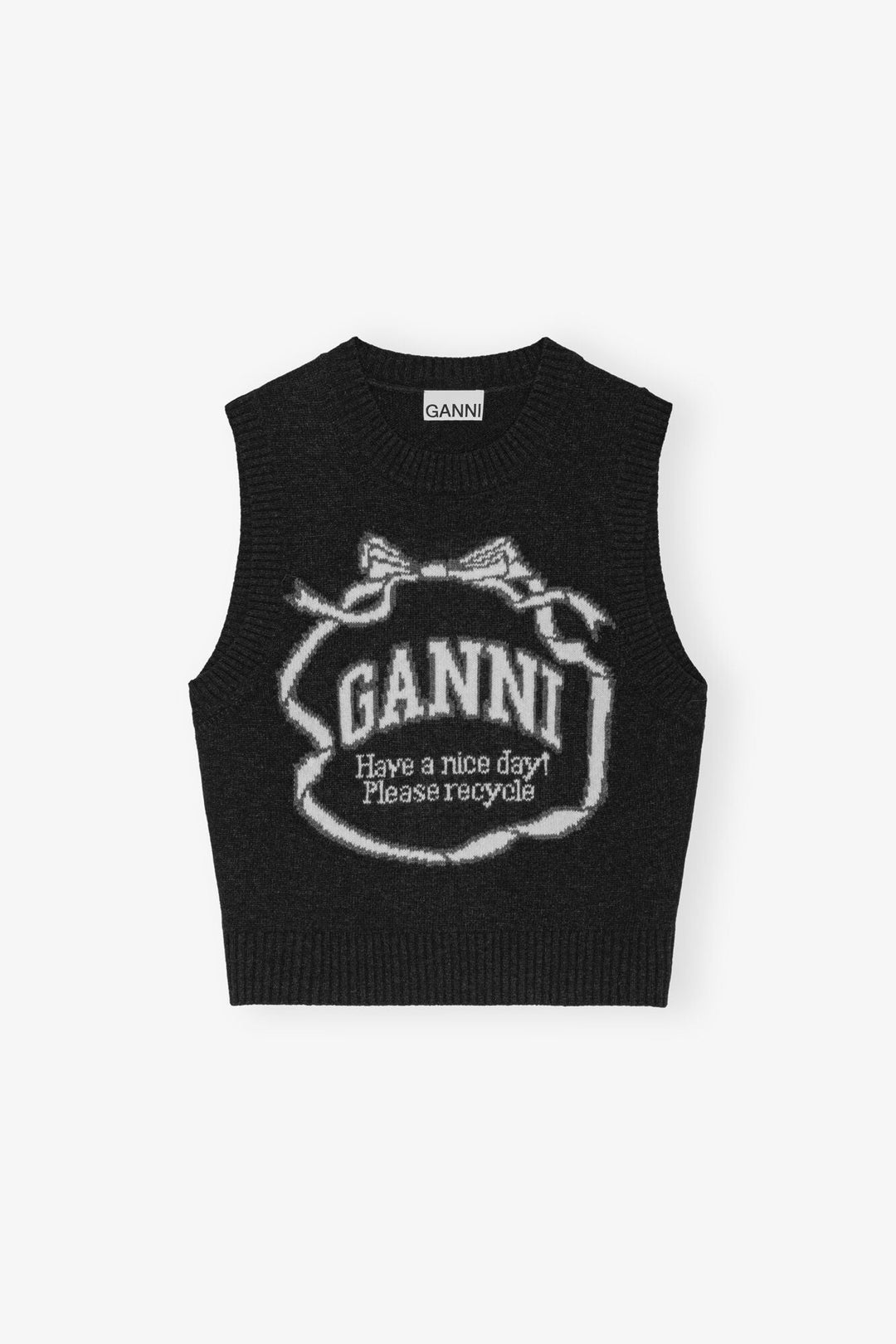 Graphic Wool Mix Bow Vest