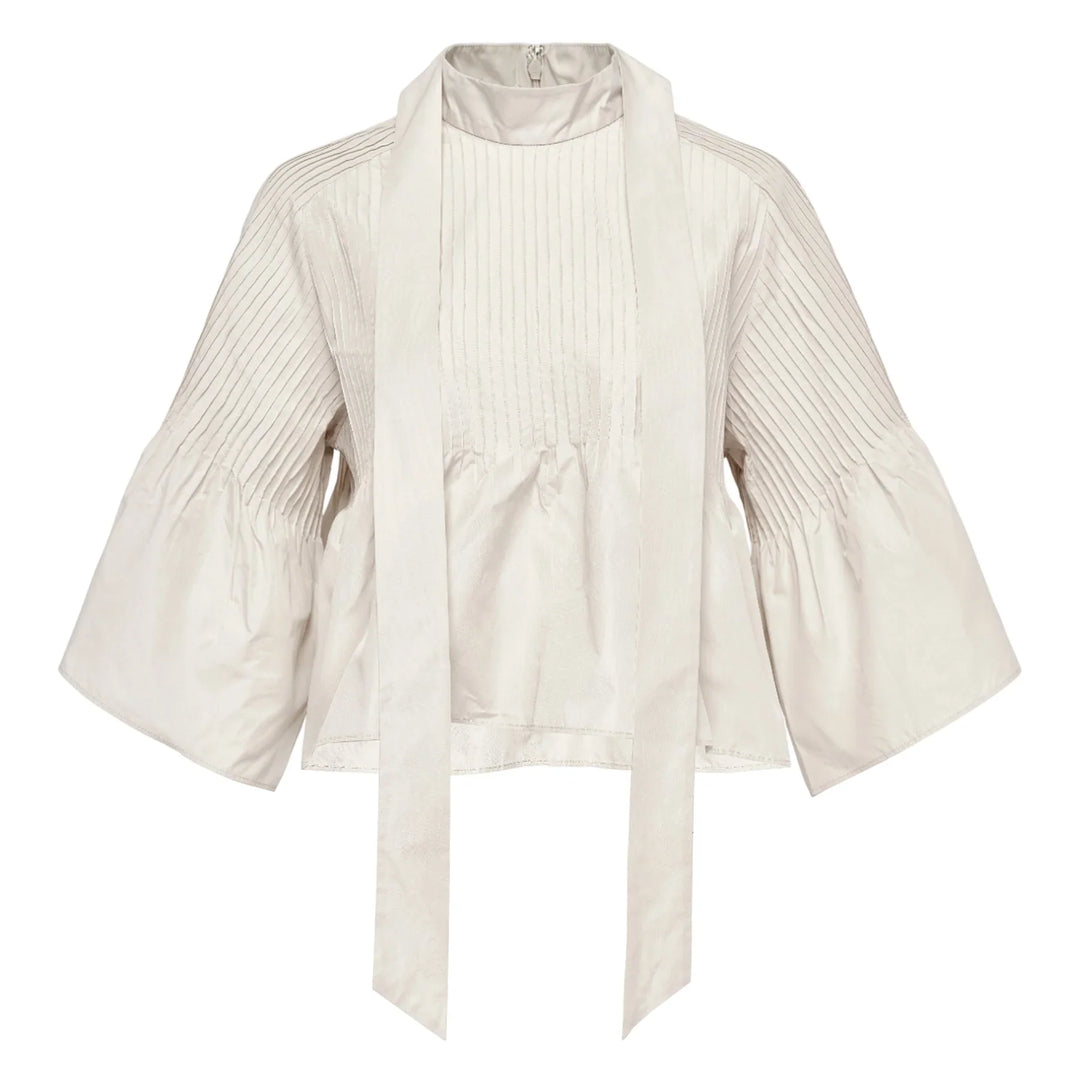 Poly Chambray Taffeta Pintuck Top