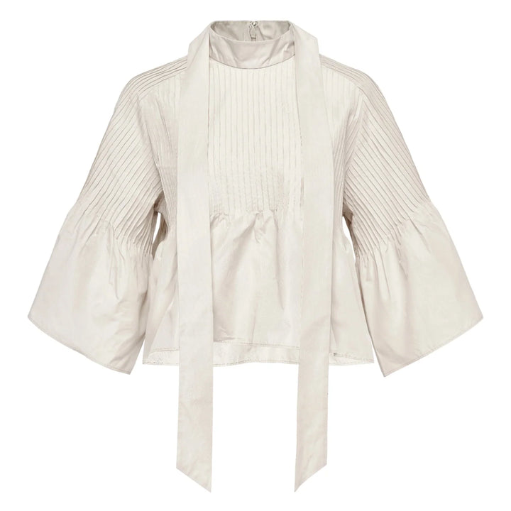 Poly Chambray Taffeta Pintuck Top