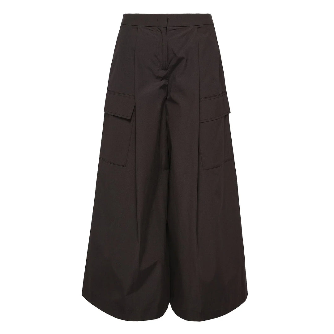 Sheen Cotton Taffeta Cargo Wide Leg Pants