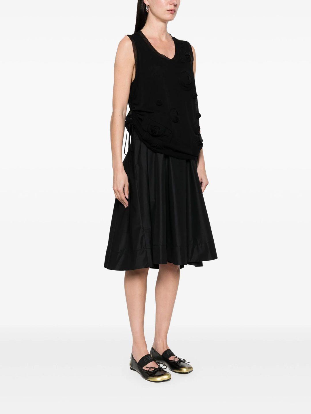 Gauze Combo Tank Dress With Rosettes