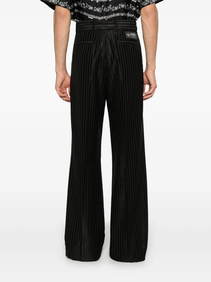 Striped Creased Flare Pants