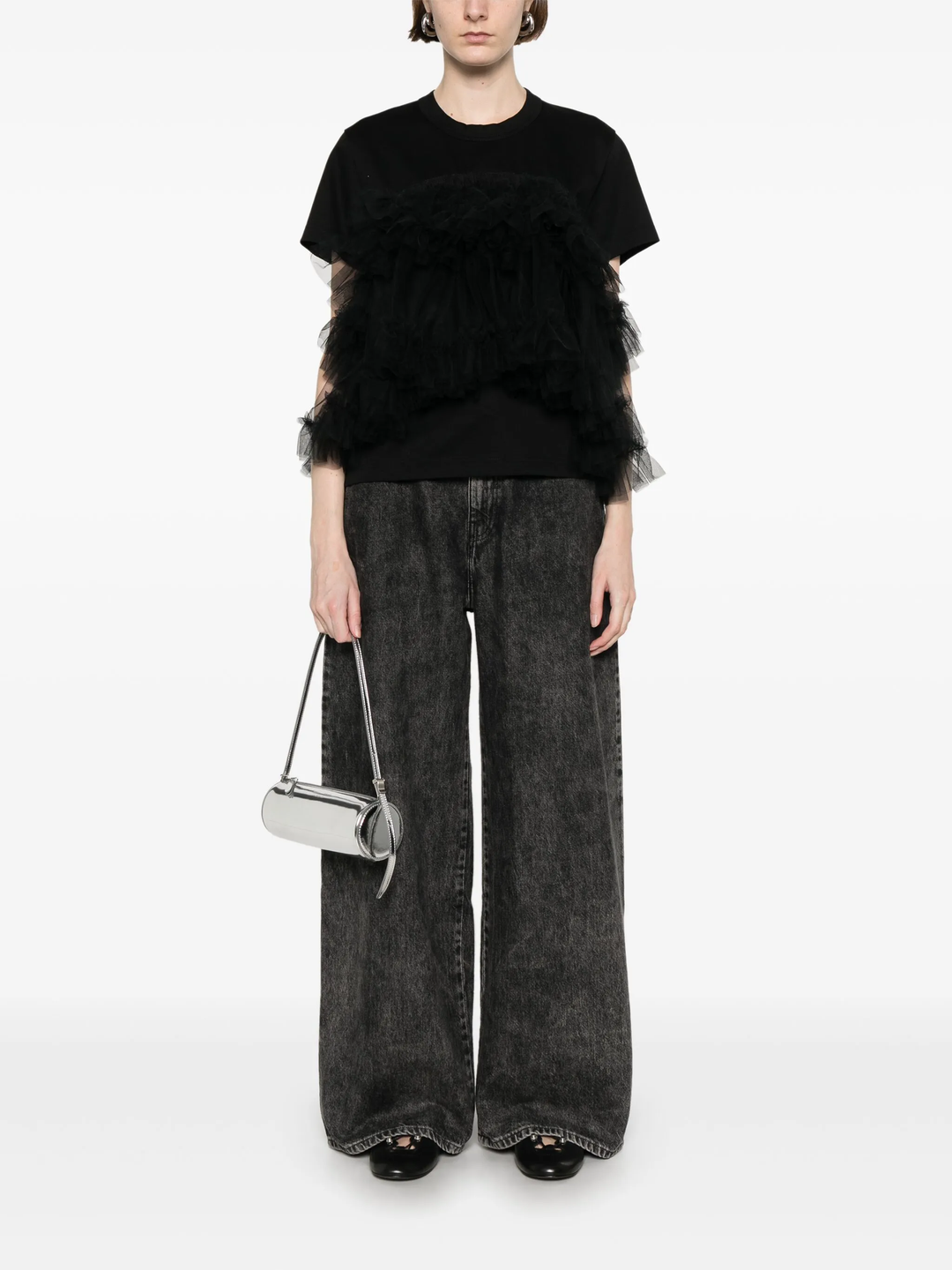 Cotton Ponte Nylon Tulle Tee