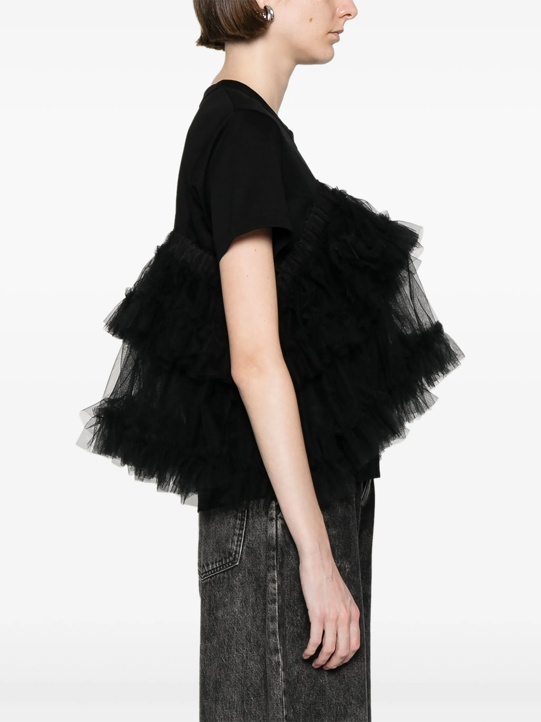 Cotton Ponte Nylon Tulle Tee