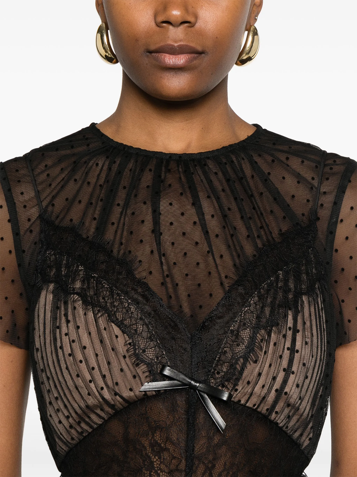 Black Dot Mesh Mini Dress