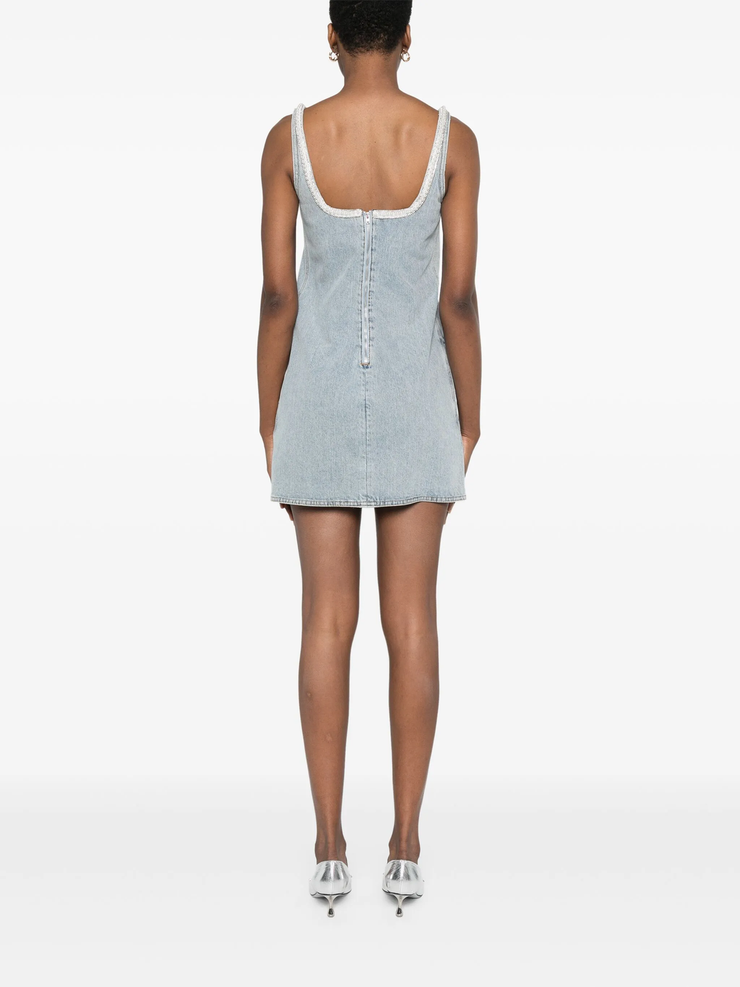 Light Blue Denim Bow Mini Dress