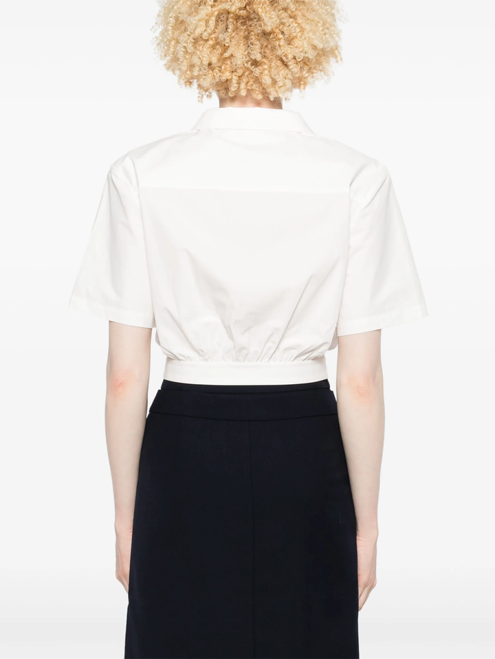 Short-Sleeved Tuck Blouse