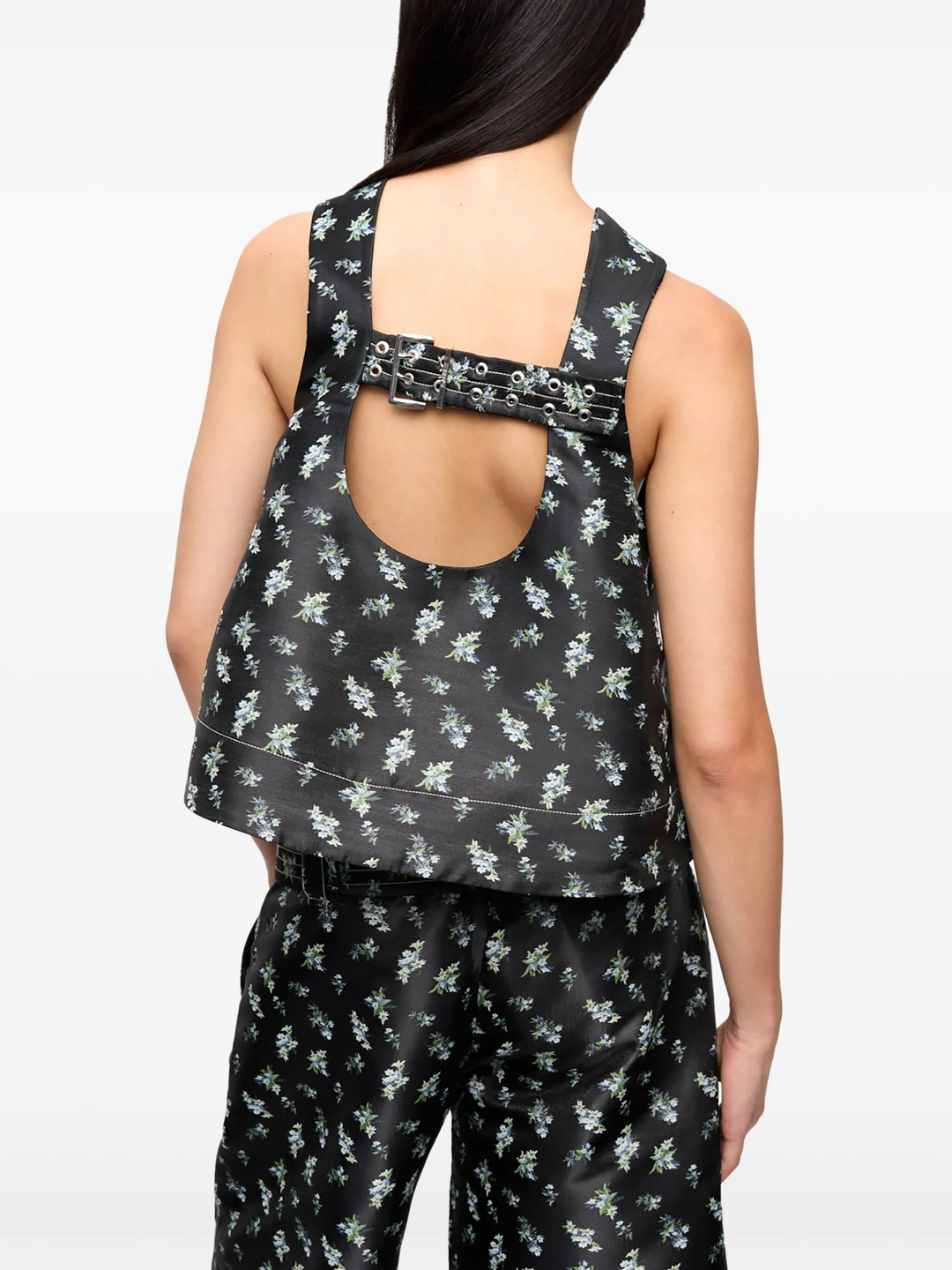 Floral Jacquard Sleeveless Top