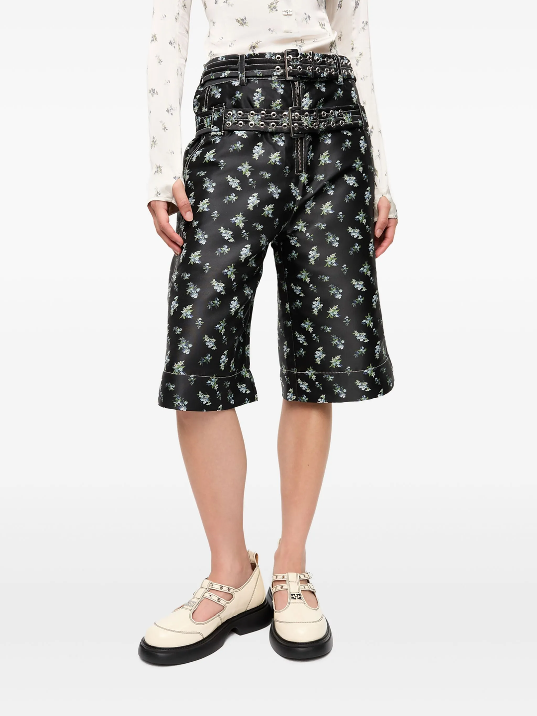 Floral Jacquard Shorts