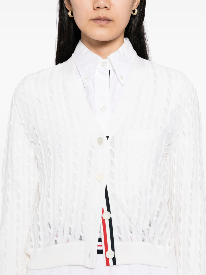 Cotton Silk Cable Knit Cardigan