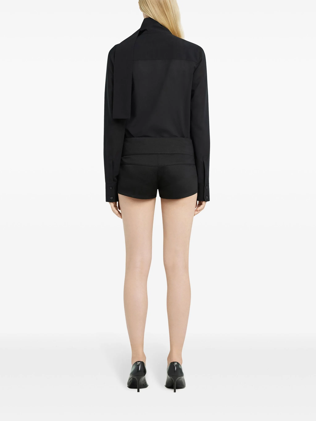 Scarf Mockneck Cotton Blouse