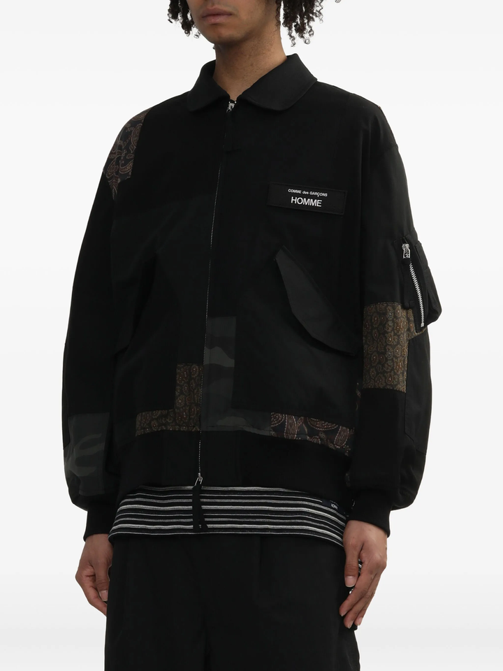 Cotton Nylon Back Satin X Multi Patch Jacket