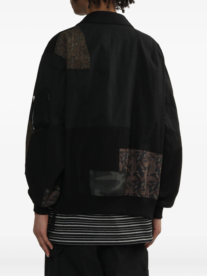 Cotton Nylon Back Satin X Multi Patch Jacket