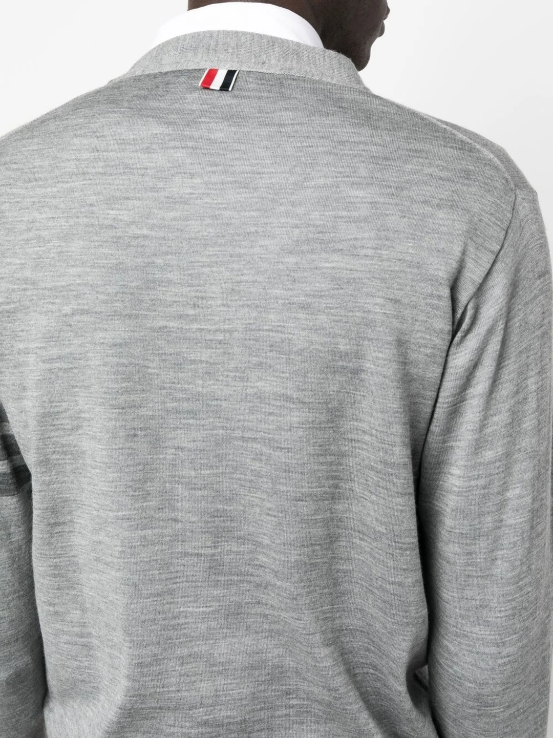 Wool 4-Bar V-Neck Cardigan