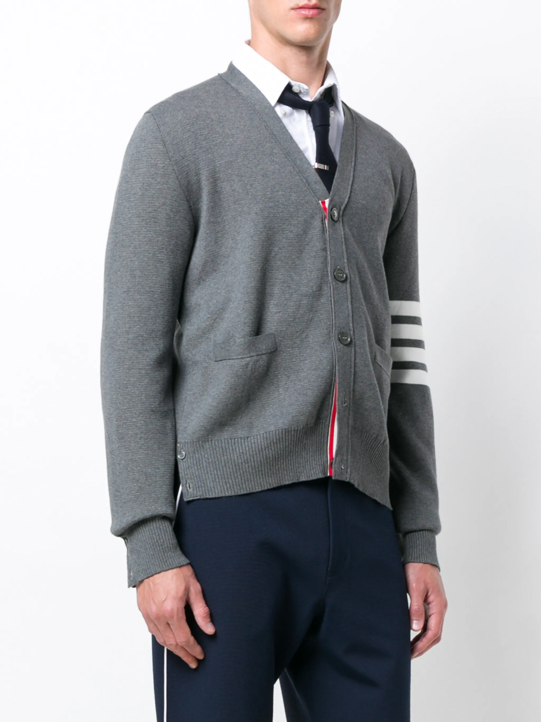 Cotton Crepe V-Neck Cardigan Men