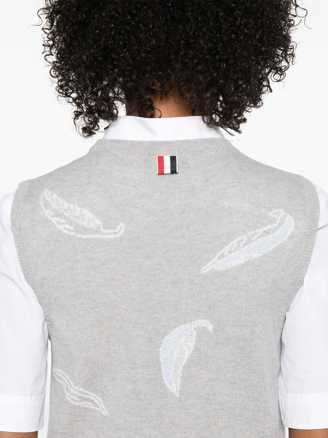 Feather Intarsia Cashmere Cropped Shell Top Women