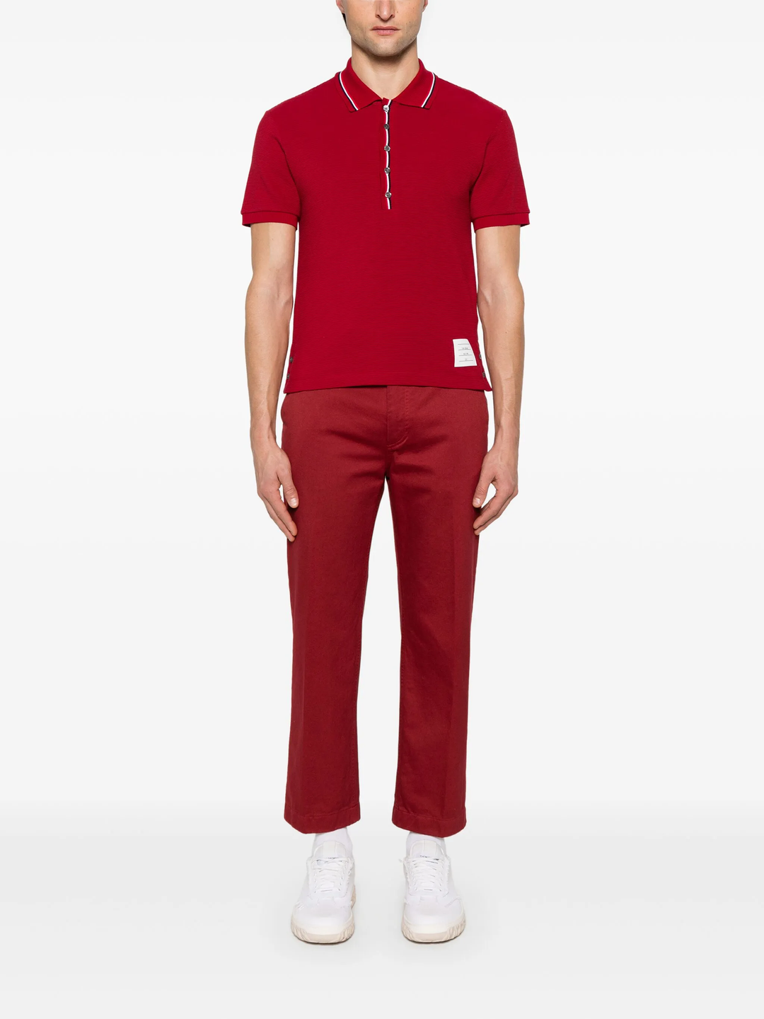 Cotton Waffle Rib Cuff Polo