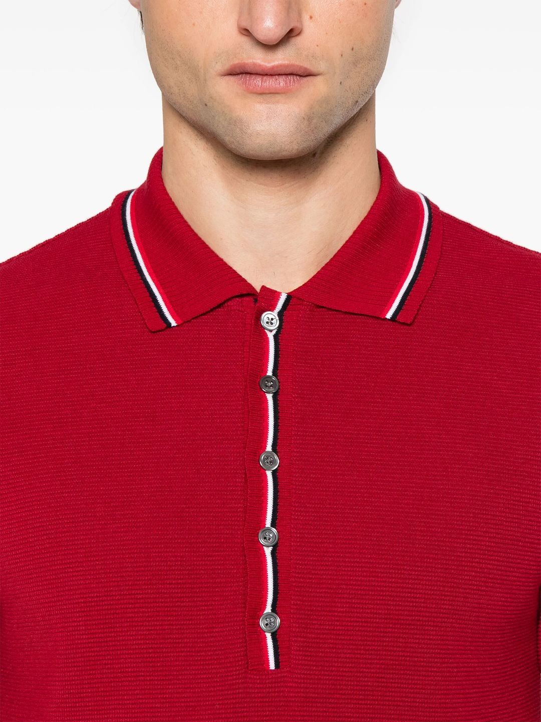 Cotton Waffle Rib Cuff Polo