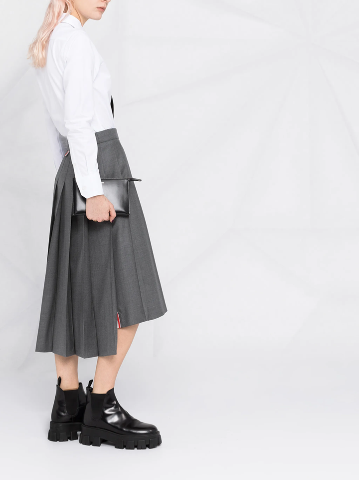 Twill Midi Pleated Skirt