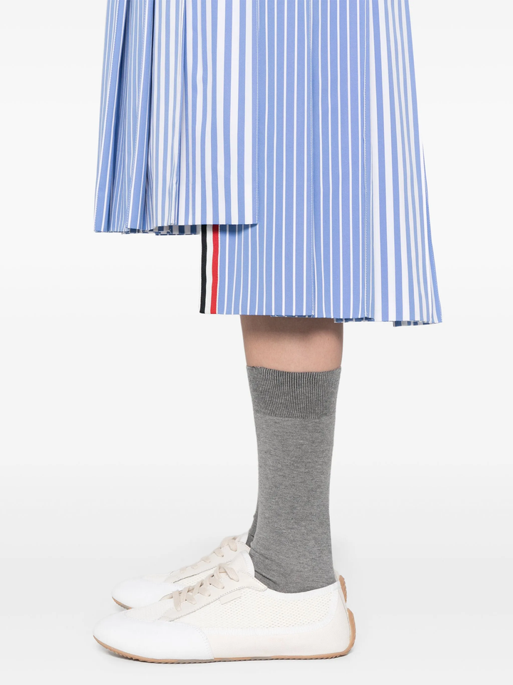 Awning Striped Poplin Pleated Skirt