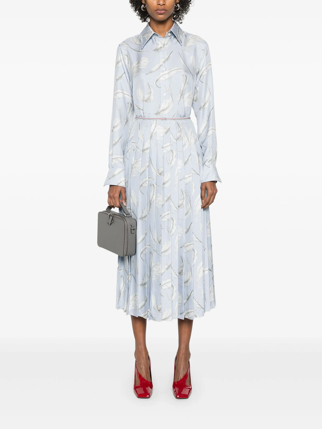 Feather Printed Silk Twill Easy Fit Shirt Women