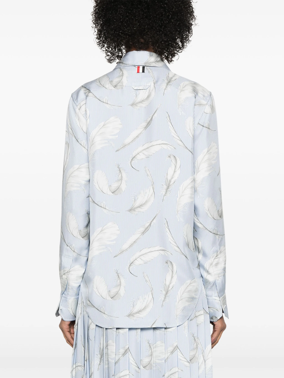 Feather Printed Silk Twill Easy Fit Shirt Women