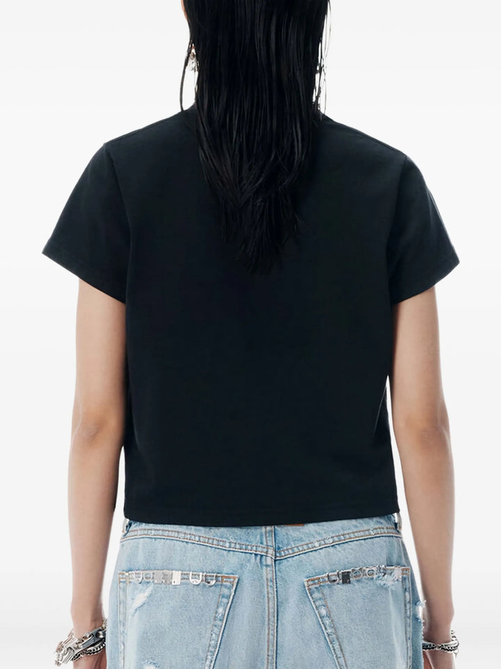 Crystal Rhinestone Cotton Logo T-Shirt