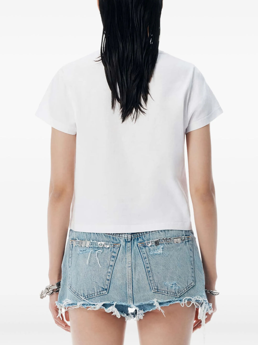 Crystal Rhinestone Cotton Logo T-Shirt